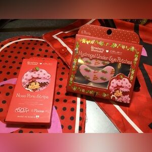 Strawberry shortcake nose pore strips 6 pieces & hydrogel under eye patches 6